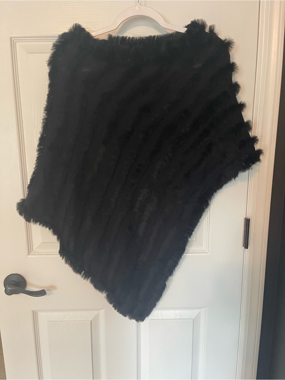 New York & Co Black Faux Fur Asymmetric Poncho